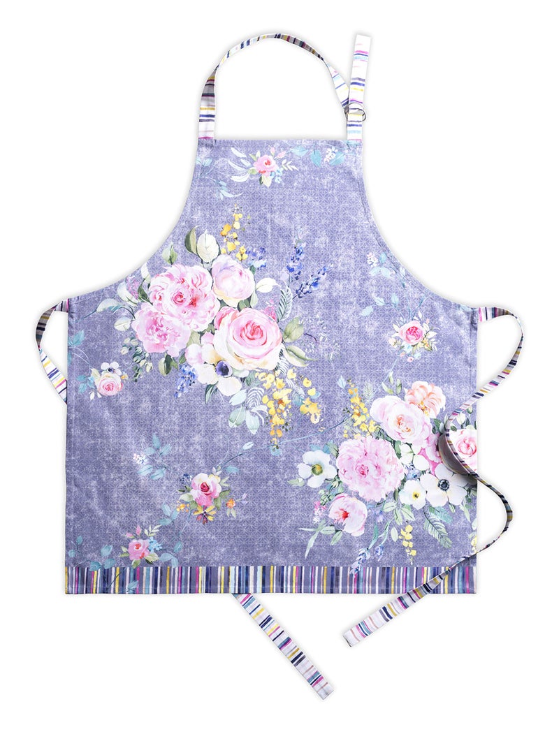 Maison d' Hermine Apron for women 100% Cotton 27.50"x31.50" 1 Piece Adjustable Neck Strap & long ties Apron Men, Chef, Wedding, Cooking, Server Spring/Summer (Sweet Rose Lavender - Lush) - Image 1